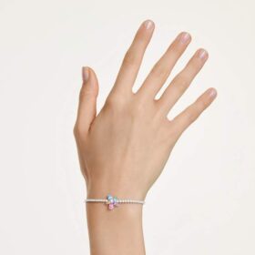 Pulseras Ariana Grande x Swarovski con cortes variados, flor, multicolor, chapada en rodio