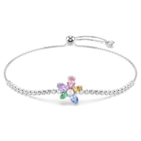Pulseras Ariana Grande x Swarovski con cortes variados, flor, multicolor, chapada en rodio