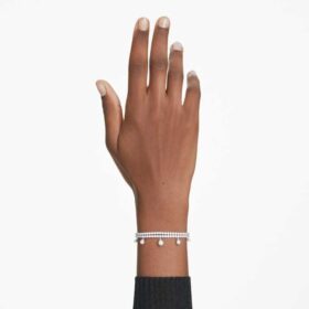 Pulseras Ariana Grande x Swarovski con perlas de cristal, talla redonda, blanco, chapada en rodio