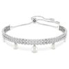 Pulseras Ariana Grande x Swarovski con perlas de cristal, talla redonda, blanco, chapada en rodio Pulseras Ariana Grande x Swarovski con perlas de cristal, talla redonda, blanco, chapada en rodio