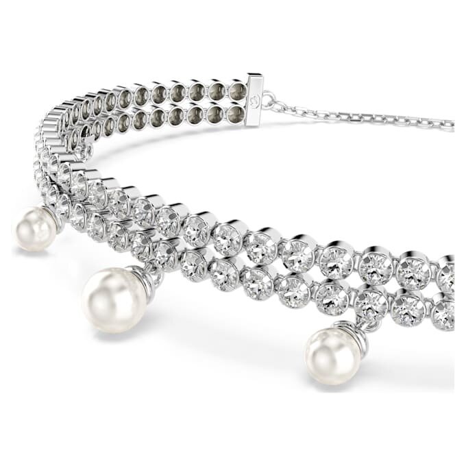 Pulseras Ariana Grande x Swarovski con perlas de cristal, talla redonda, blanco, chapada en rodio Pulseras Ariana Grande x Swarovski con perlas de cristal, talla redonda, blanco, chapada en rodio