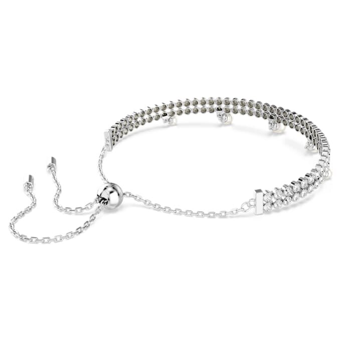 Pulseras Ariana Grande x Swarovski con perlas de cristal, talla redonda, blanco, chapada en rodio Pulseras Ariana Grande x Swarovski con perlas de cristal, talla redonda, blanco, chapada en rodio
