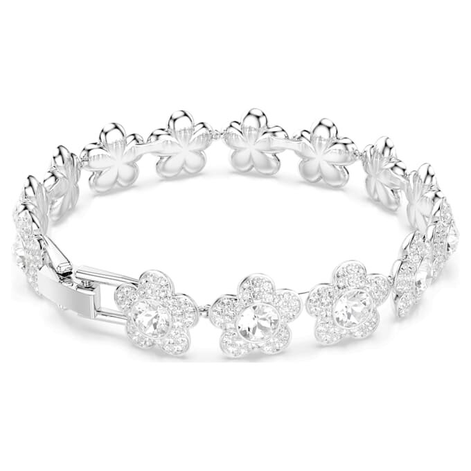 Pulseras Ariana Grande X Swarovski, corte redondo, flores, blanca, chapada en rodio Pulseras Ariana Grande X Swarovski, corte redondo, flores, blanca, chapada en rodio