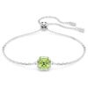 Pulseras con piedra natal de corte cuadrado, agosto, verde, chapada en rodio