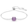 Pulseras con piedra natal de corte cuadrado, febrero, morada, chapada en rodio