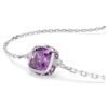 Pulseras con piedra natal de corte cuadrado, febrero, morada, chapada en rodio