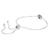 Pulseras con piedra natal de corte cuadrado, febrero, morada, chapada en rodio