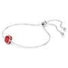 Pulseras con piedra natal de corte cuadrado, julio, rojo, chapada en rodio
