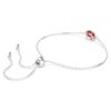 Pulseras con piedra natal de corte cuadrado, julio, rojo, chapada en rodio