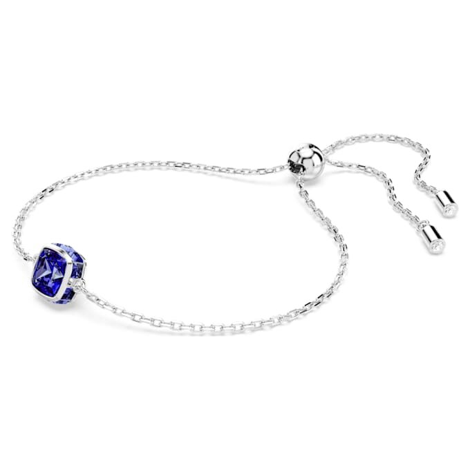 Pulseras con piedra natal de talla cuadrada, septiembre, azul, chapada en rodio Pulseras con piedra natal de talla cuadrada, septiembre, azul, chapada en rodio
