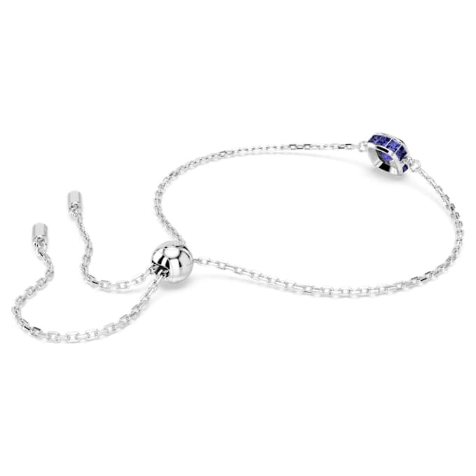 Pulseras con piedra natal de talla cuadrada, septiembre, azul, chapada en rodio Pulseras con piedra natal de talla cuadrada, septiembre, azul, chapada en rodio