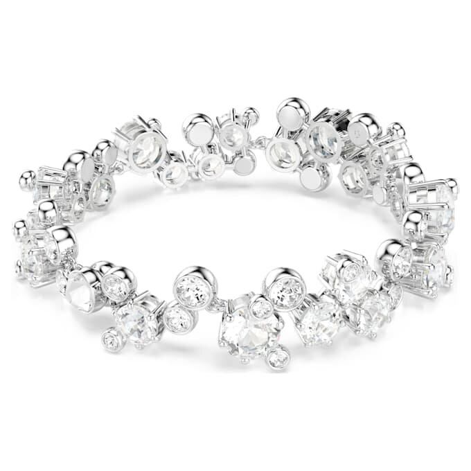 Pulseras Constella con cristales de cortes variados, blanca, chapada en rodio Pulseras Constella con cristales de cortes variados, blanca, chapada en rodio
