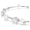Pulseras Constella con perlas de cristal, cortes redondos, blanca, chapada en rodio Pulseras Constella con perlas de cristal, cortes redondos, blanca, chapada en rodio