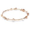 Pulseras Constella con perlas de cristal, cortes redondos, blanca, chapada en tono oro rosa