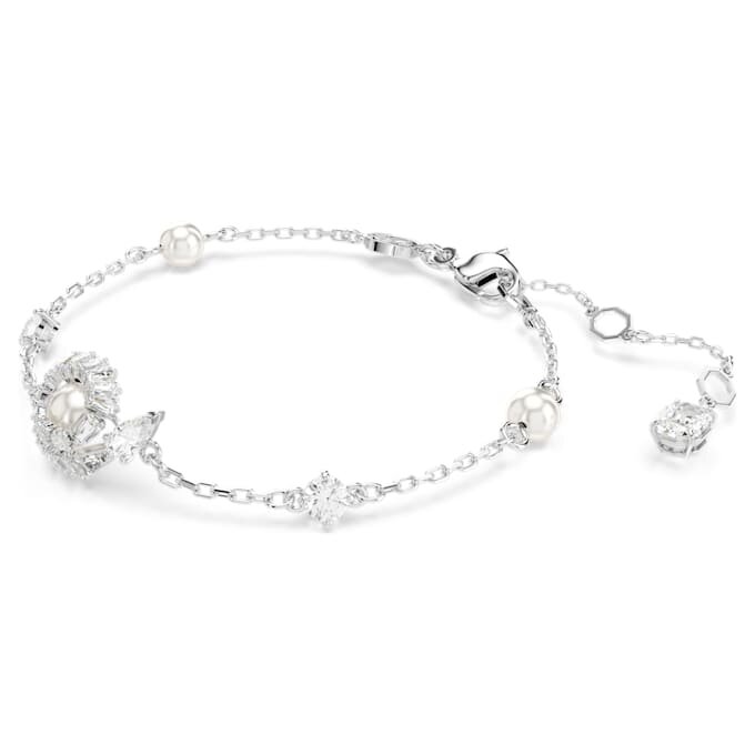 Pulseras de serpiente con perla de cristal, cortes variados, Año de la Serpiente, blanca, chapada en rodio Pulseras de serpiente con perla de cristal, cortes variados, Año de la Serpiente, blanca, chapada en rodio