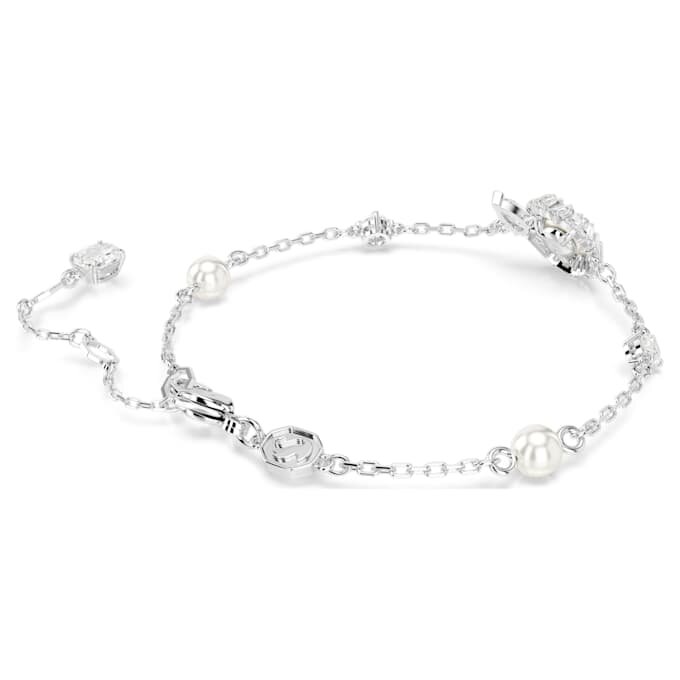Pulseras de serpiente con perla de cristal, cortes variados, Año de la Serpiente, blanca, chapada en rodio Pulseras de serpiente con perla de cristal, cortes variados, Año de la Serpiente, blanca, chapada en rodio