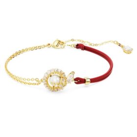 Pulseras de serpiente con perlas de cristal, cortes variados, Año de la Serpiente, rojo, chapado en tono dorado
