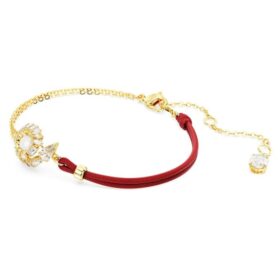 Pulseras de serpiente con perlas de cristal, cortes variados, Año de la Serpiente, rojo, chapado en tono dorado