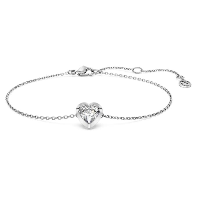 Pulseras Eternity con diamantes cultivados en laboratorio de 0,5 ct en total, forma de corazón, plata de ley Pulseras Eternity con diamantes cultivados en laboratorio de 0,5 ct en total, forma de corazón, plata de ley