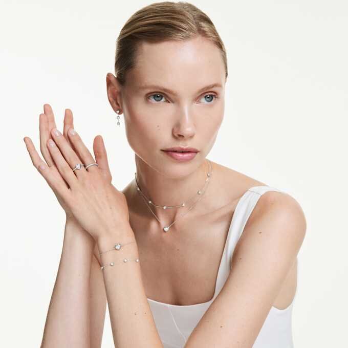 Pulseras Eternity con diamantes cultivados en laboratorio de 0,5 ct en total, forma de corazón, plata de ley Pulseras Eternity con diamantes cultivados en laboratorio de 0,5 ct en total, forma de corazón, plata de ley