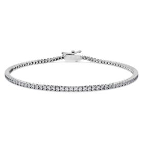 Pulseras «Eternity Tennis» con diamantes cultivados en laboratorio, 1,5 ct en total, forma redonda, oro blanco de 14K Pulseras «Eternity Tennis» con diamantes cultivados en laboratorio, 1,5 ct en total, forma redonda, oro blanco de 14K