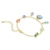 Pulseras Gema con cortes mixtos, cristales colgantes, multicolor, chapada en tono dorado