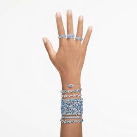 Pulseras Gema con cortes variados, azul, chapada en rodio