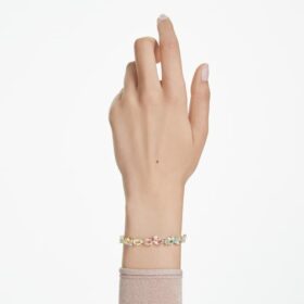 Pulseras Gema con cortes variados, multicolor, chapada en tono dorado