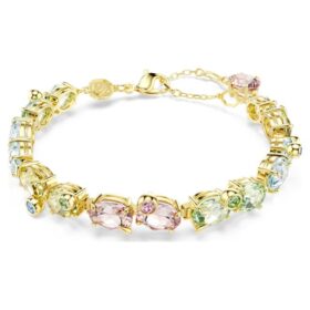 Pulseras Gema con cortes variados, multicolor, chapada en tono dorado