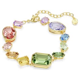Pulseras Gema con cortes variados, multicolor, chapada en tono dorado Pulseras Gema con cortes variados, multicolor, chapada en tono dorado