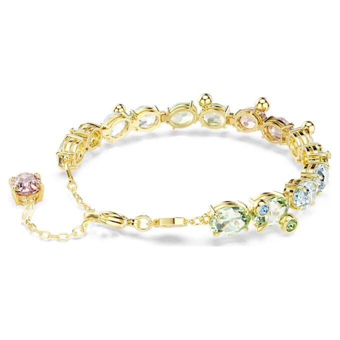 Pulseras Gema con cortes variados, multicolor, chapada en tono dorado Pulseras Gema con cortes variados, multicolor, chapada en tono dorado