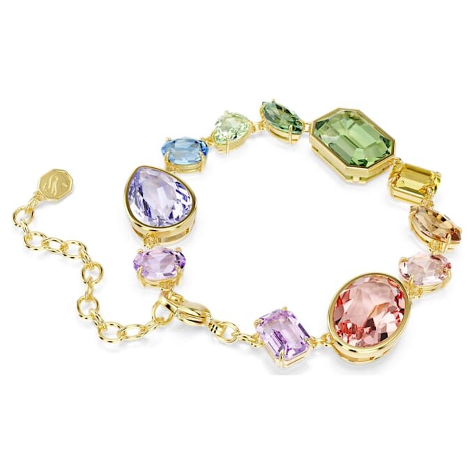 Pulseras Gema con cortes variados, multicolor, chapada en tono dorado Pulseras Gema con cortes variados, multicolor, chapada en tono dorado