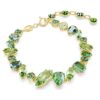 Pulseras Gema con cortes variados, verde, chapada en tono dorado Pulseras Gema con cortes variados, verde, chapada en tono dorado