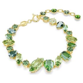 Pulseras Gema con cortes variados, verde, chapada en tono dorado