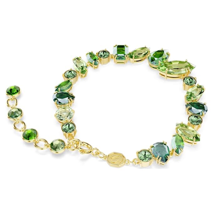 Pulseras Gema con cortes variados, verde, chapada en tono dorado Pulseras Gema con cortes variados, verde, chapada en tono dorado