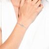 Pulseras Hyperbola con símbolo del infinito y corazón, blanca, chapada en rodio