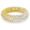 Pulseras Idyllia con corte ovalado, blanca, chapada en tono dorado