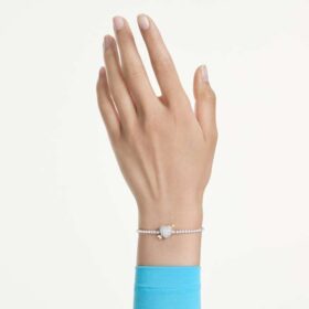 Pulseras Idyllia con cortes variados, corazón con flecha, blanca, chapada en rodio