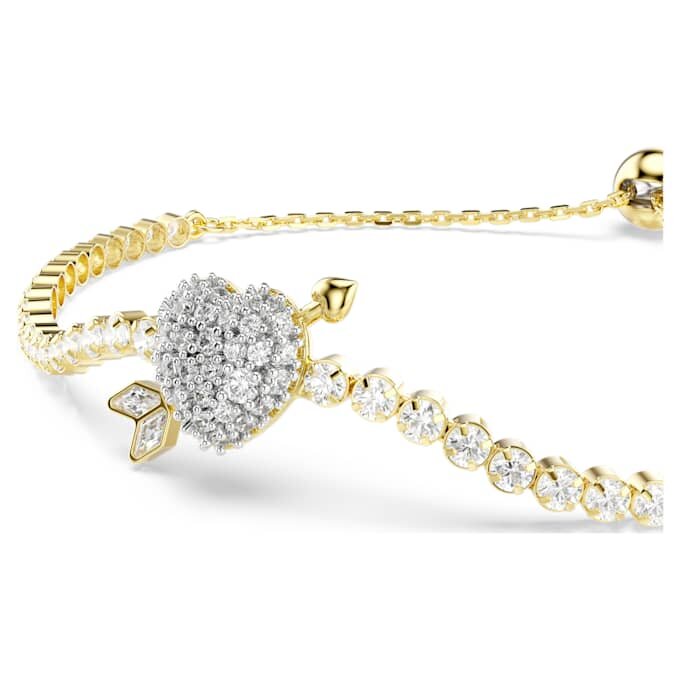 Pulseras Idyllia con cortes variados, corazón con flecha, blanca, chapada en tono dorado Pulseras Idyllia con cortes variados, corazón con flecha, blanca, chapada en tono dorado