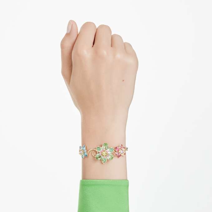 Pulseras Idyllia con cortes variados, flor, multicolor, chapada en tono dorado Pulseras Idyllia con cortes variados, flor, multicolor, chapada en tono dorado
