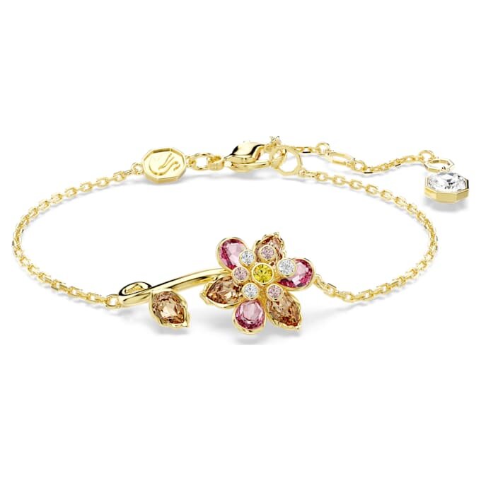 Pulseras Idyllia con cortes variados, flor, multicolor, chapada en tono dorado Pulseras Idyllia con cortes variados, flor, multicolor, chapada en tono dorado