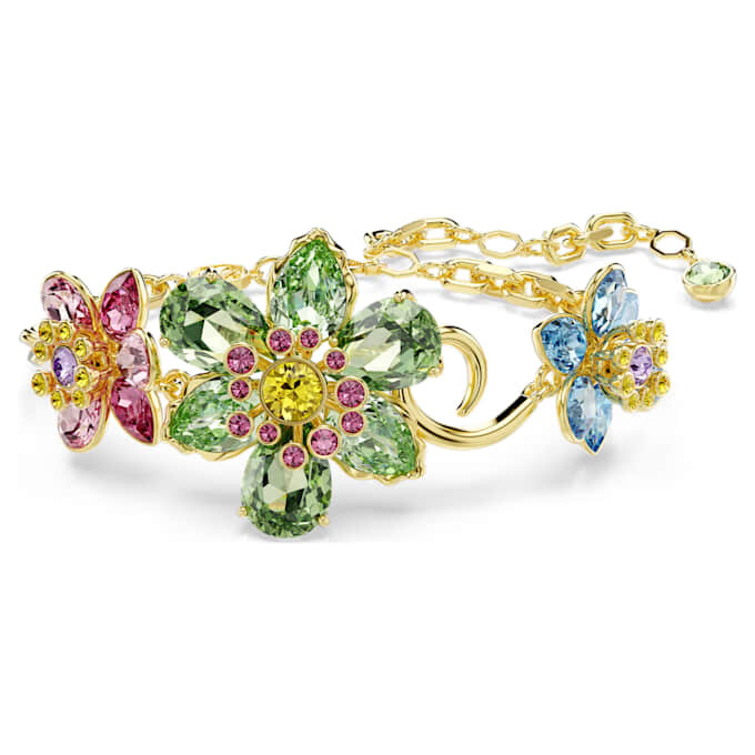 Pulseras Idyllia con cortes variados, flor, multicolor, chapada en tono dorado Pulseras Idyllia con cortes variados, flor, multicolor, chapada en tono dorado