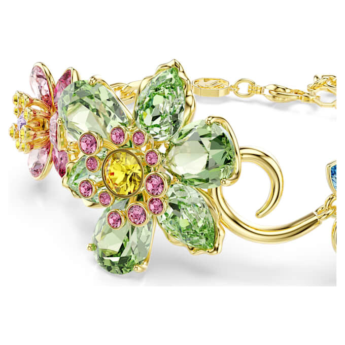 Pulseras Idyllia con cortes variados, flor, multicolor, chapada en tono dorado Pulseras Idyllia con cortes variados, flor, multicolor, chapada en tono dorado