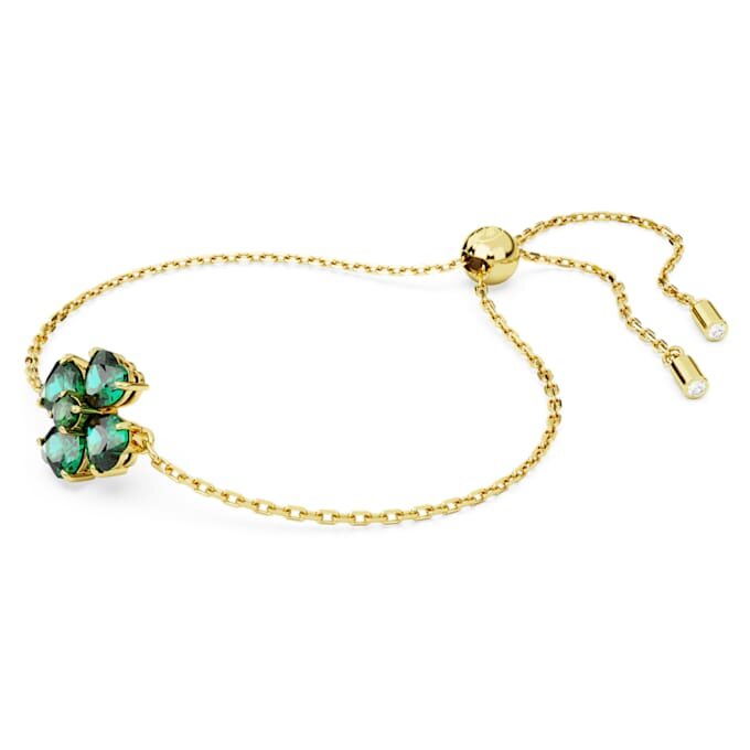 Pulseras Idyllia con cortes variados, trébol, verde, chapada en tono dorado Pulseras Idyllia con cortes variados, trébol, verde, chapada en tono dorado