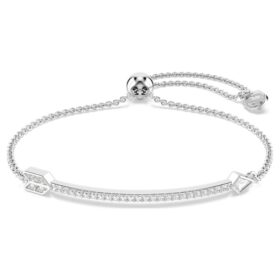 Pulseras Idyllia con cristales de cortes variados, flecha, blanca, chapada en rodio