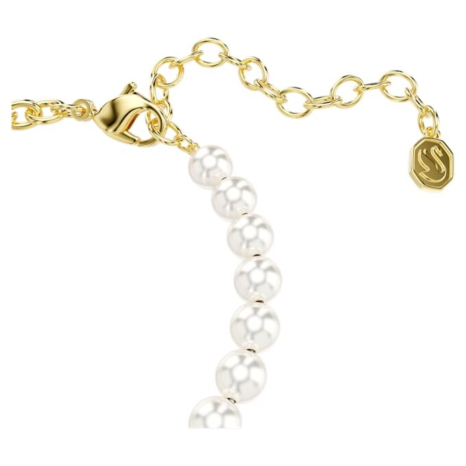 Pulseras Idyllia con perla de cristal, corte redondo, osito, tono dorado, chapado en tono dorado Pulseras Idyllia con perla de cristal, corte redondo, osito, tono dorado, chapado en tono dorado