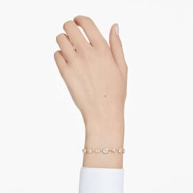 Pulseras Imber con cortes variados, blancas, chapadas en tono dorado
