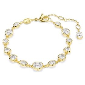 Pulseras Imber con cortes variados, blancas, chapadas en tono dorado