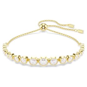 Pulseras Imber con cristales redondos de diferentes tallas, blancas, chapadas en oro