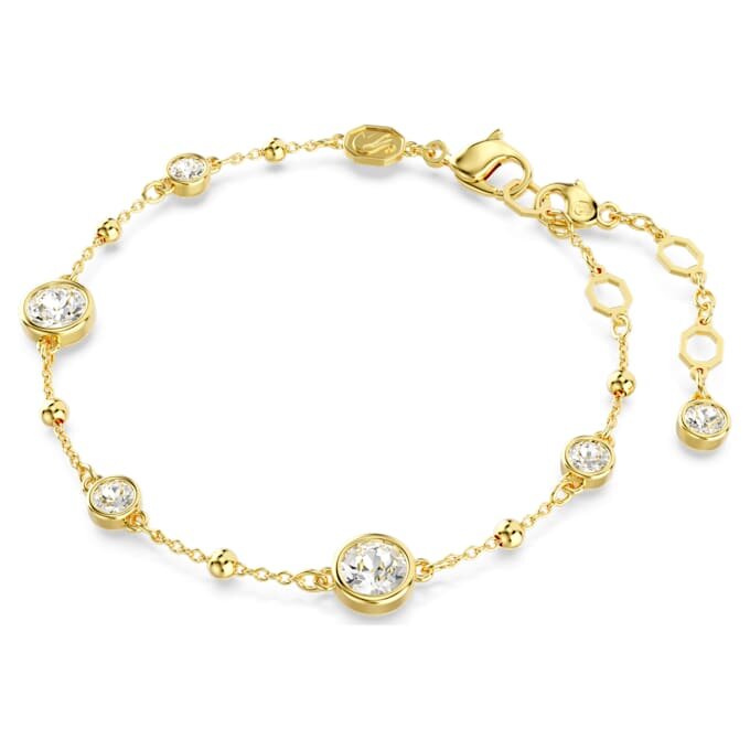 Pulseras Imber, corte redondo, diseño disperso, blanco, chapado en tono dorado Pulseras Imber, corte redondo, diseño disperso, blanco, chapado en tono dorado